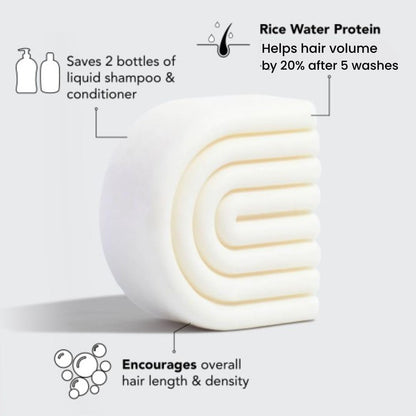 Rice Water Hair Conditioner Bar for All Hair Types, Organic, Natural Strengthening, Cleansing and Moisturizing Solid Conditioner Bar Made in US, Eco-Friendly, Paraben Free, Sulfate Free, 2.7 Oz