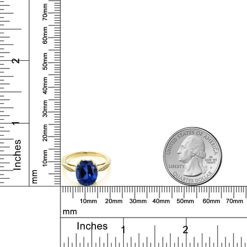 14K Yellow Gold 10X8MM Oval Gemstone Birthstone and White Diamond Engagement Ring | Wedding Anniversary Promise Gold Ring for Women | Size 5,6,7,8,9