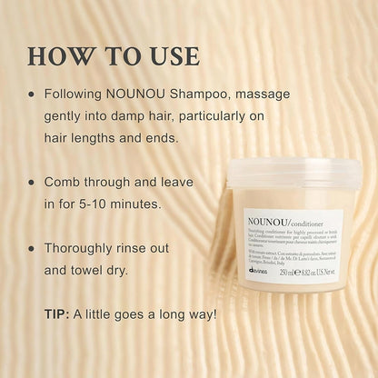 NOUNOU Conditioner, Hydrating Deep Conditioner for Bleached, Permed, Relaxed, Damaged or Very Dry Hair, Replenishes Chemically Processed Hair