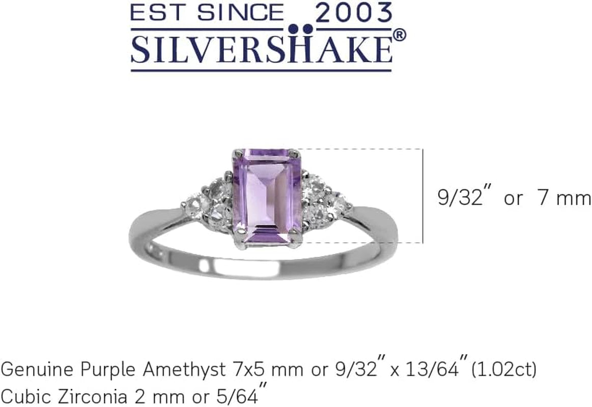 7X5Mm Octagon Shape Birthstone Gemstone White Gold Plated or Yellow Gold Plated 925 Sterling Silver Engagement Ring Jewelry for Women