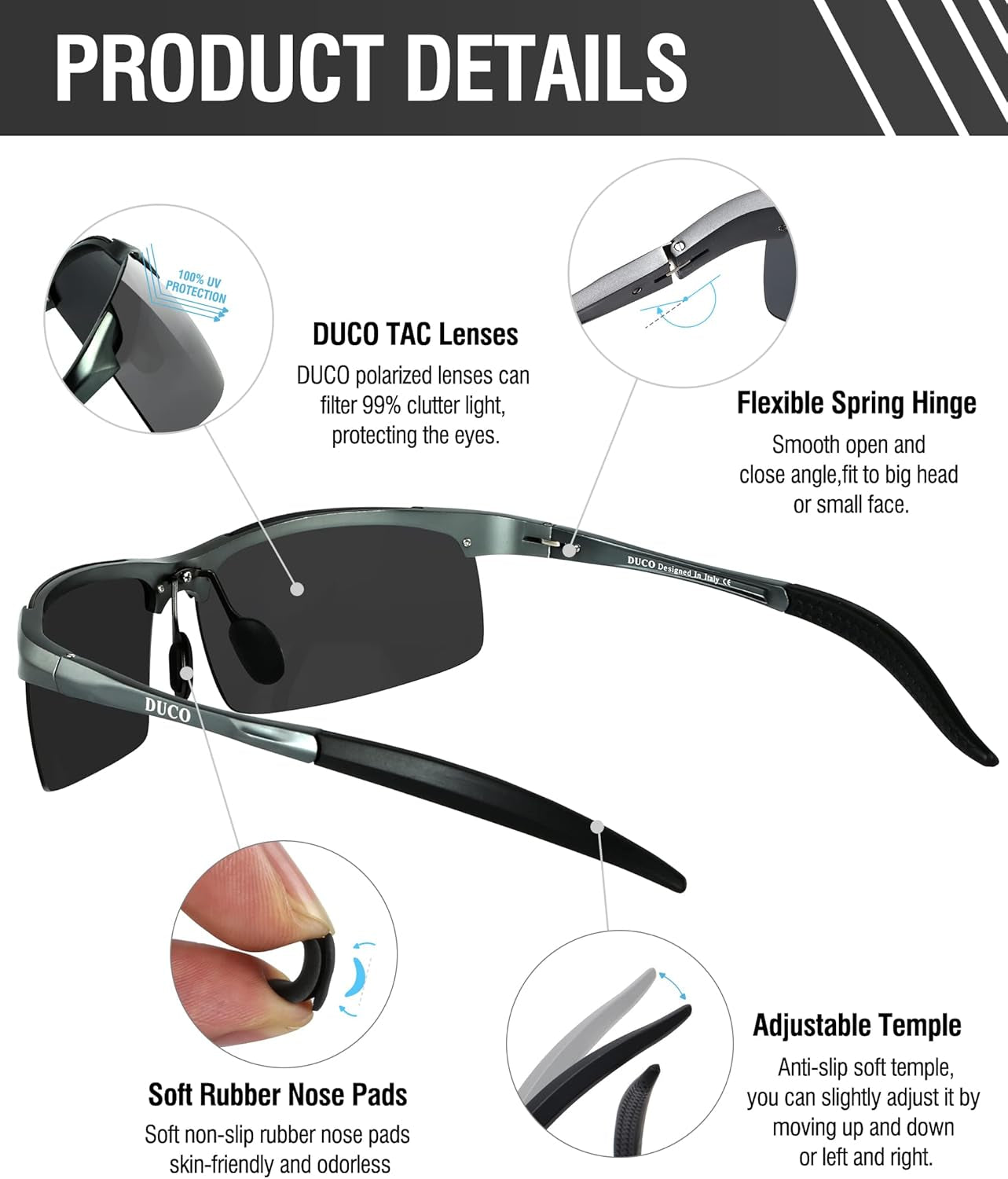 Mens Sports Polarized Sunglasses UV Protection Sunglasses for Men 8177S