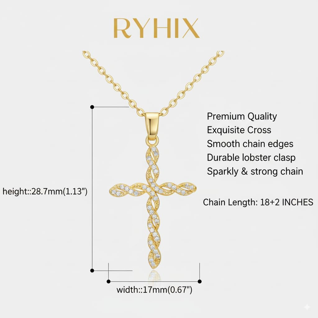 Cross Necklace 14K Gold Cross Necklaces for Women Twisted Cross Infinity Open Loop Pendant Necklace for Womens Religious Jewelry