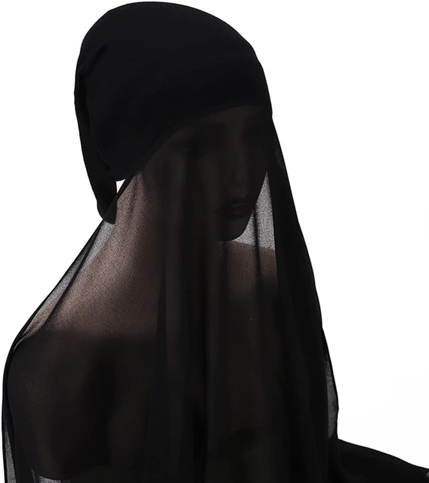 Women Muslim Long Khimar Ramadan Eid Prayer Garment Hijab Scarf Wrap Lightweight Chiffon Abaya Jilbab Islam Niqab