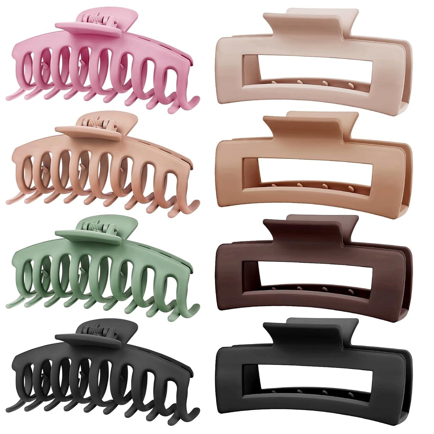 8 Pack Big Hair Claw Clips for Women Large Claw Clip for Thin Thick Curly Hair 90'S Strong Hold 4.33 Inch Nonslip Matte Jumbo Hair Clips (8 Pcs)