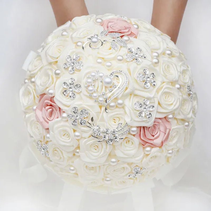 24cm 10 Styles Can Choose Royal Blue Silver Brooch Wedding Bouquets Silk Rhinestone Artificial Rose Flowers Bridesmaid Mariage Bouquets Wedding Accessories W125 - WORLD TIME VISITS