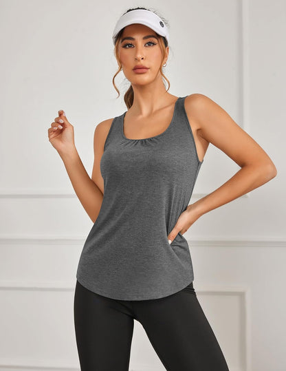Workout Tank Tops for Women Racerback Loose Fit Yoga Top Sleeveless Gym Shirt Running Athletic Tanks Pack S-3XL - WORLD TIME VISITS