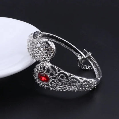 Vintage Turkish Women African Beads Jewelry Set Dubai Indian Crystal Ruby Wedding Necklace Jewelry Sets