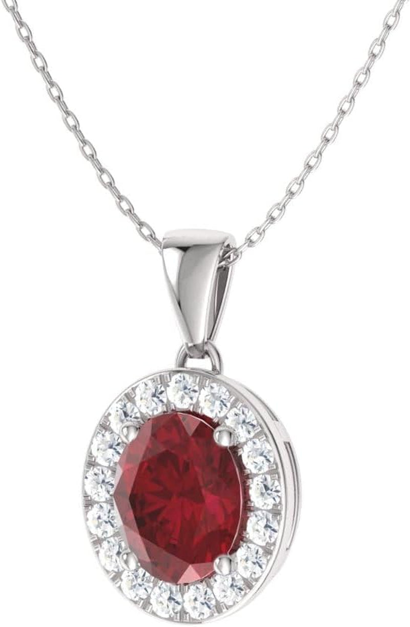 Natural and Certified Oval Cut Gemstone and Diamond Petite Necklace in 14K Solid Gold | 0.51 Carat Pendant with Chain - WORLD TIME VISITS