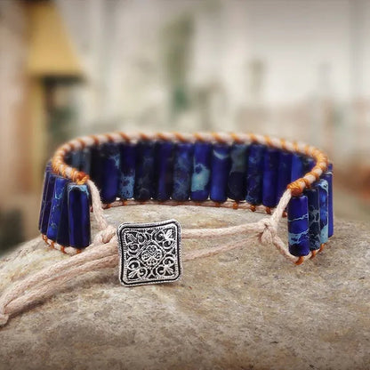 Bohemian Bracelet Tube Natural Emperor Stone Beaded Leather Wrap Chakra Bangles&Bracelets Couples Jewelry the Best Friend Gifts