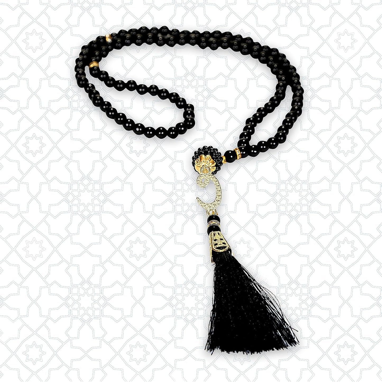 Muslim Prayer Rug Prayer Beads Kufi Hat for Men and Women 100% Breathable Black Skull Beanie Traditional Desing Prayer Mat Eid Ramadan Gifts Islamic Set Salah Mat Taffeta Fabric Soft (Black)