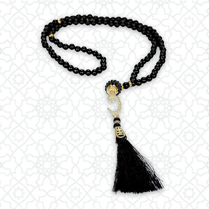 Muslim Prayer Rug Prayer Beads Kufi Hat for Men and Women 100% Breathable Black Skull Beanie Traditional Desing Prayer Mat Eid Ramadan Gifts Islamic Set Salah Mat Taffeta Fabric Soft (Black)