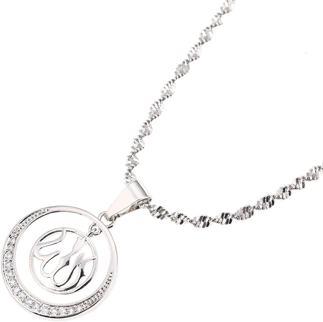 24K Gold Allah Pendant Necklace Pendant Islamic Muslim Rhinestone Jewelry - WORLD TIME VISITS