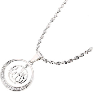 24K Gold Allah Pendant Necklace Pendant Islamic Muslim Rhinestone Jewelry