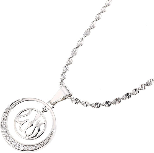 24K Gold Allah Pendant Necklace Pendant Islamic Muslim Rhinestone Jewelry - WORLD TIME VISITS