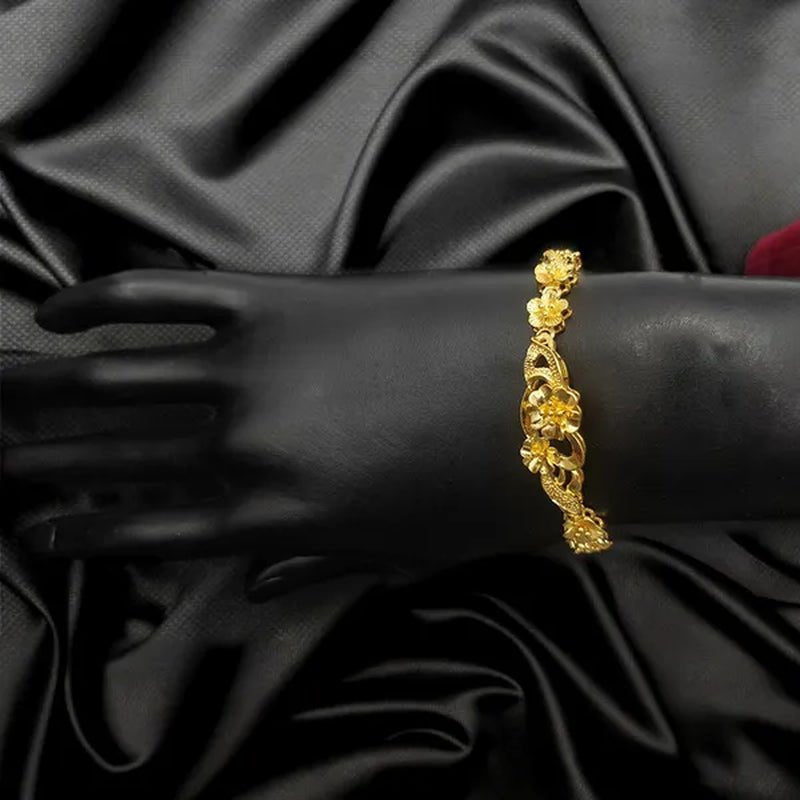24K Pure Gold Women Bracelet Set Exquisite Flower Design Bracelet Gift Set