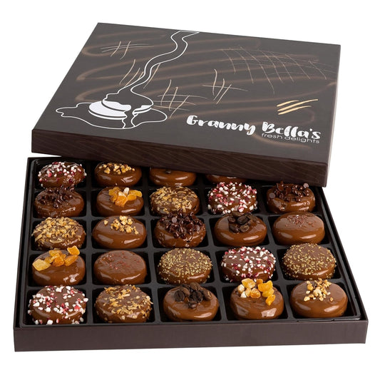 25 Valentines Chocolate Covered Cookies Gift Basket, Gourmet Candy Gift Box for Food Delivery, Cookie Gifts for Men Women Kids and Friends - WORLD TIME VISITS