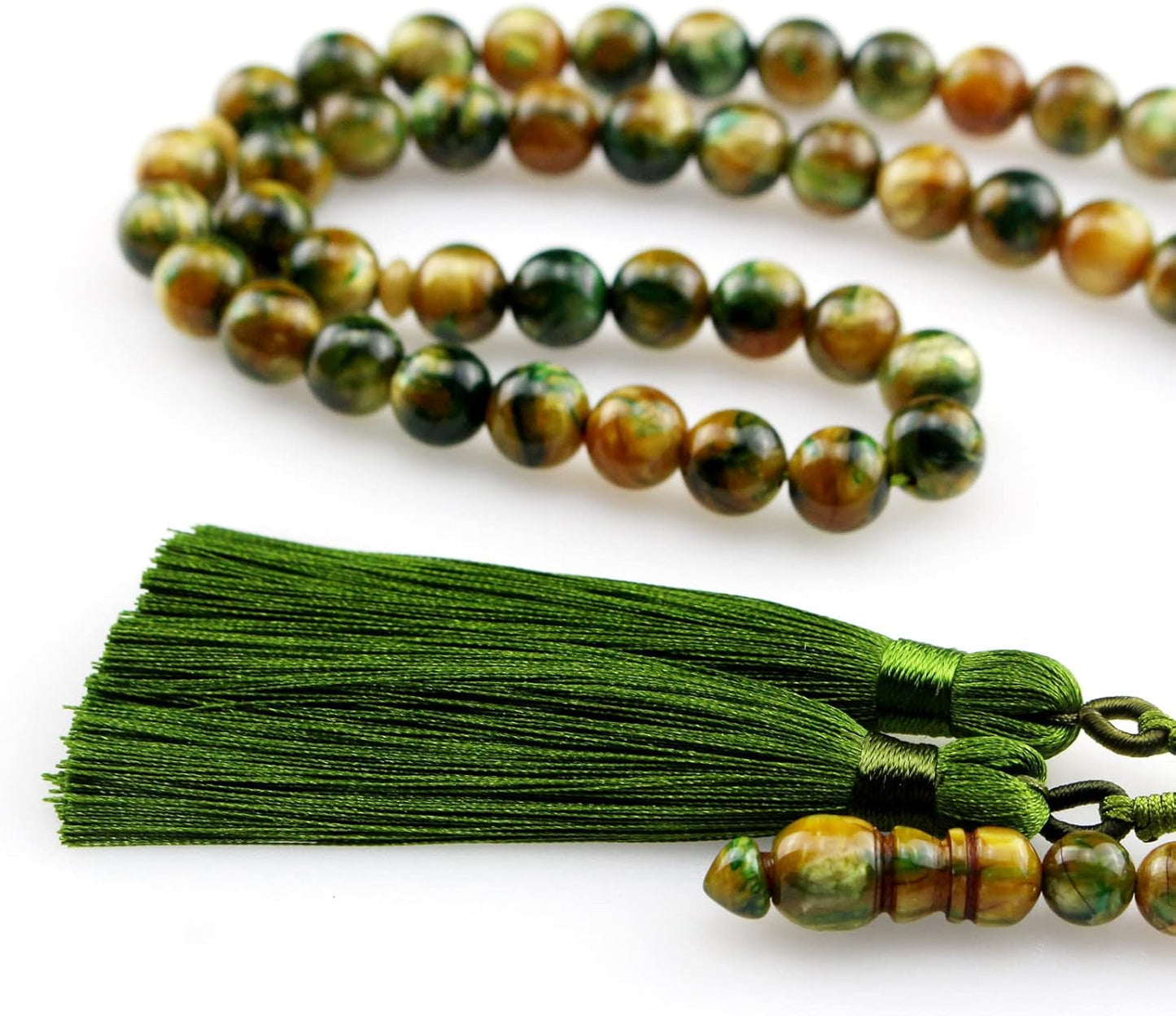 Muslim Islamic 51 Green Resin Beads Tasbih Prayer Beads with Tassel
