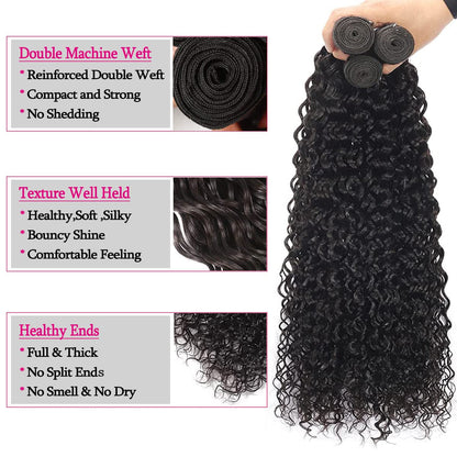 Water Wave Bundles 18 20 22 Inch Wet and Wavy Human Hair Weave Bundles 10A Brazilian Virgin Water Wave Hair 3 Bundles Human Hair Extensions for Black Women Natural Color