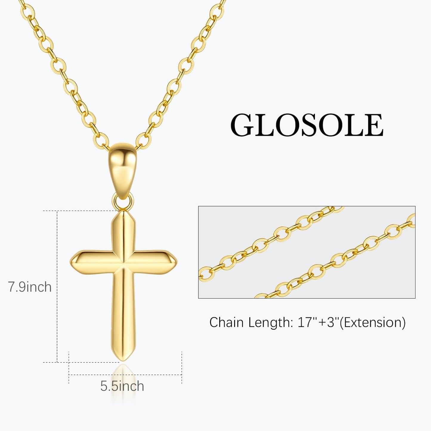 Womens Gold Cross Necklace 14K Gold Cross Necklaces for Women Crosses Pendants Necklaces for Women Soft Lines and Smooth Edges Womens Chain Crosses Necklace - WORLD TIME VISITS