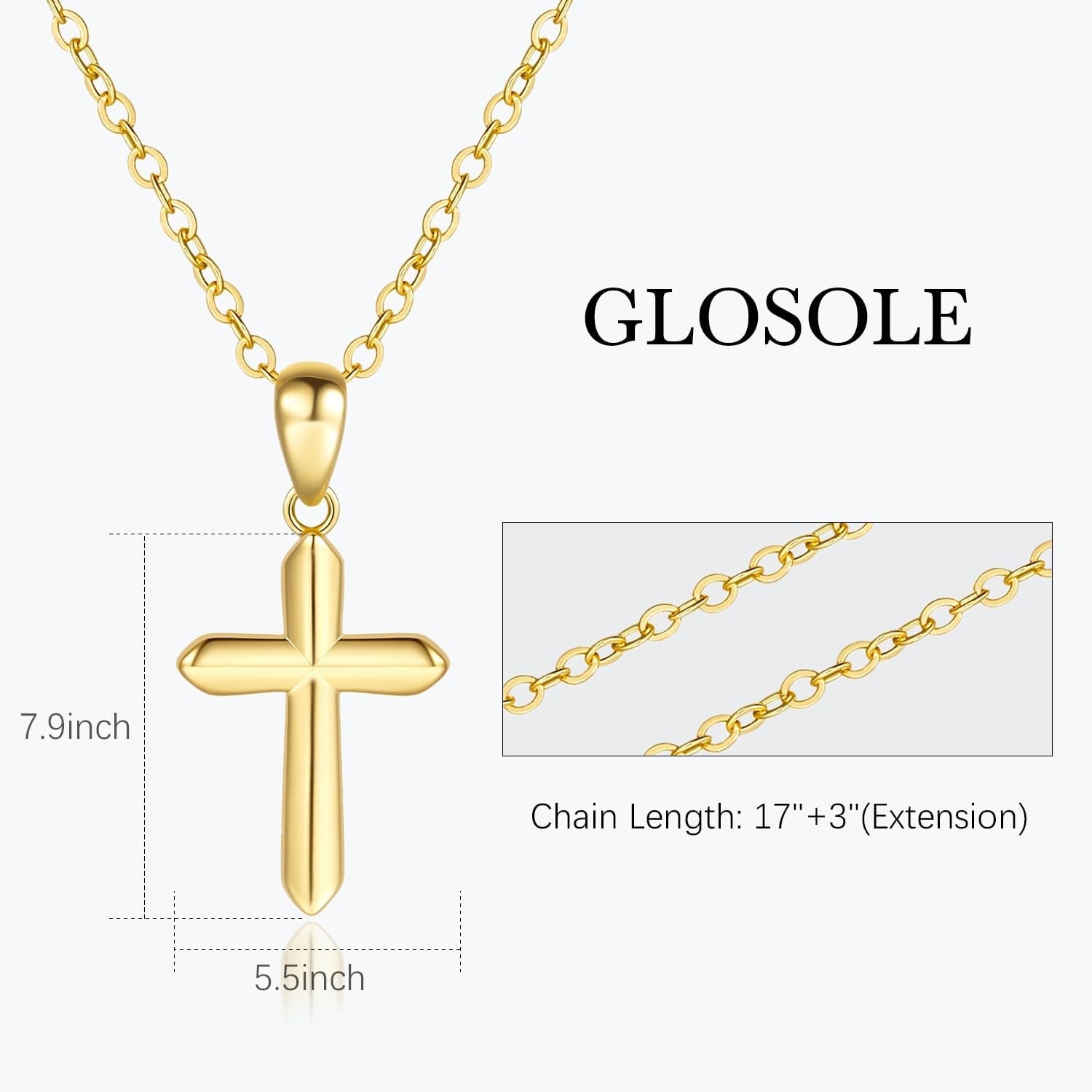 Womens Gold Cross Necklace 14K Gold Cross Necklaces for Women Crosses Pendants Necklaces for Women Soft Lines and Smooth Edges Womens Chain Crosses Necklace - WORLD TIME VISITS