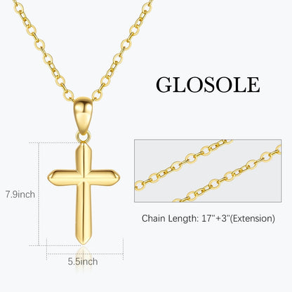 Womens Gold Cross Necklace 14K Gold Cross Necklaces for Women Crosses Pendants Necklaces for Women Soft Lines and Smooth Edges Womens Chain Crosses Necklace - WORLD TIME VISITS