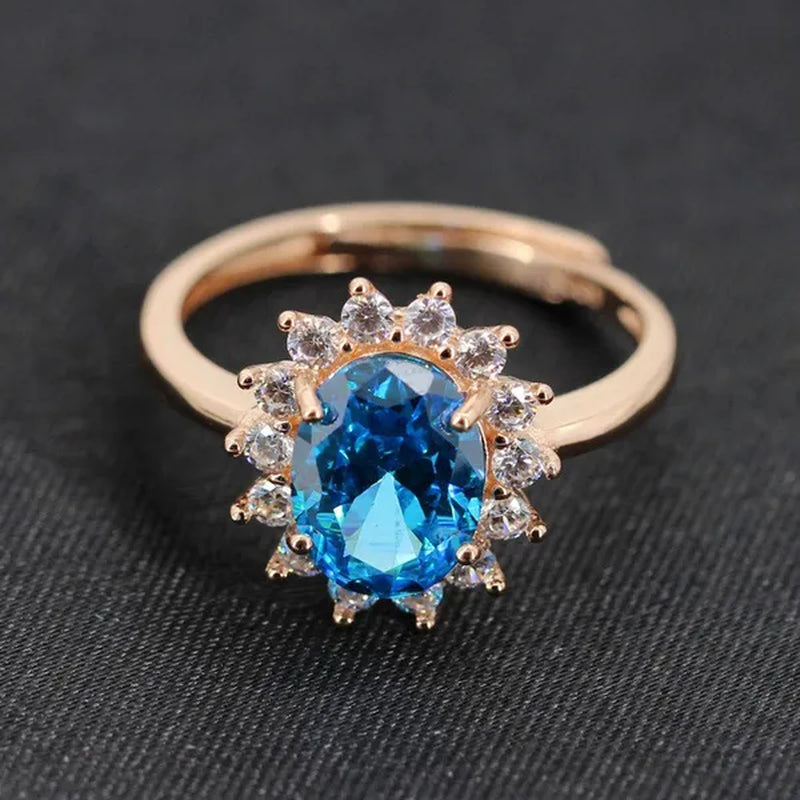 925 Silver Plated White Gold Rose Gold Live Ring Set with Sapphire Center Stone 6X8mm~8X10mm Commemorative Wedding Custom Ring