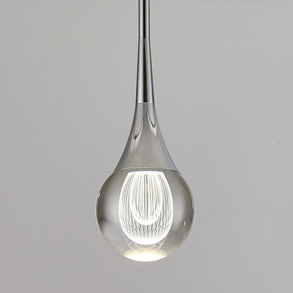 Modern Crystal Pendant Light,1-Light Globe Hanging Light Fixture Led Chrome Finish Mini Pendant Lamp for Kitchen Island Bedroom Dining Room Bar