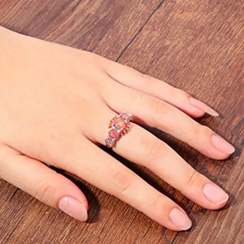 Fashion Temperament Orange Fire Opal Ruby Garnet 925 Sterling Silver Ring Wedding Banquet Ring Size 5-12
