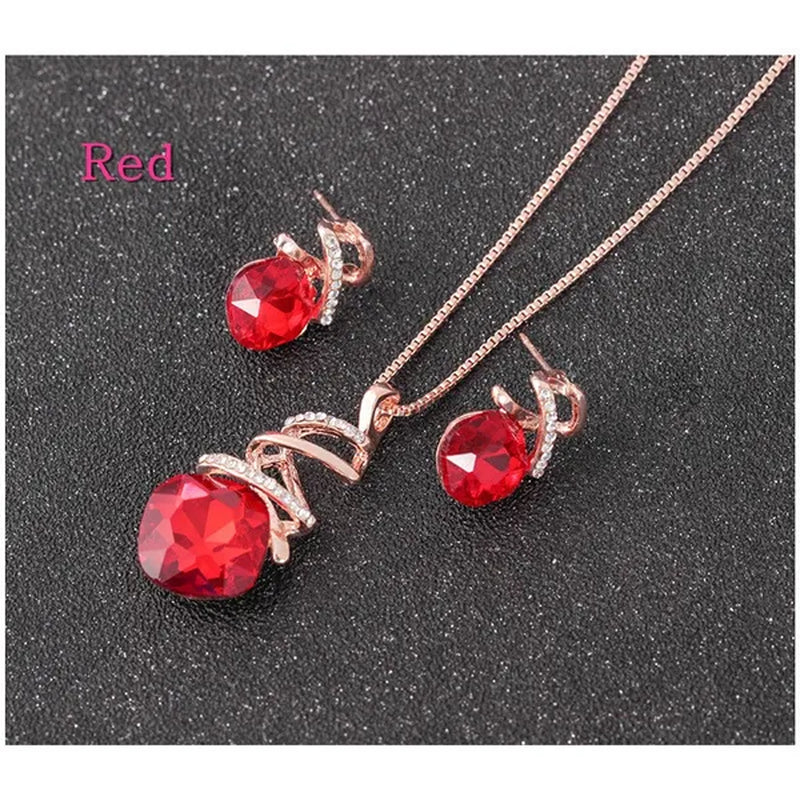 Amethyst Ruby Sapphire Gemstone Natural Luxury Jewelry Set Diamond Necklace Earrings Wedding Bridal Princess Engagement Fashion Women