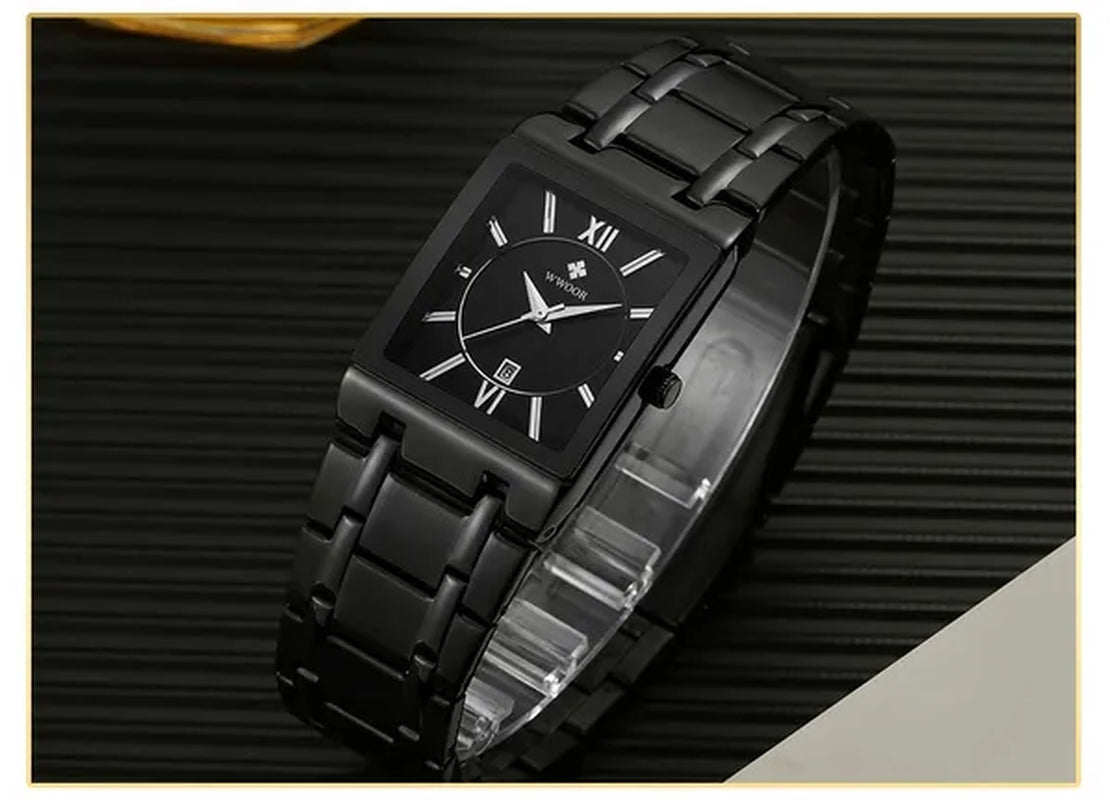 Relogio Masculino WWOOR top brand luxury stainless steel black gold men's square watch men's waterproof quartz wrist watch men