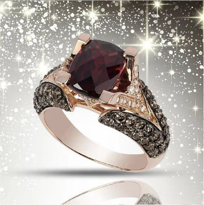 Retro Luxury Natural Red Stone Handmade Crown Ring Women'S Silver Colors Ring Princess Cut Diamond Ruby Ring Antique Proposal Gift Rings Bridal Wedding Band Anniversary Party Jewelry