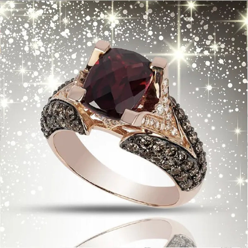 Retro Luxury Natural Red Stone Handmade Crown Ring Women'S Silver Colors Ring Princess Cut Diamond Ruby Ring Antique Proposal Gift Rings Bridal Wedding Band Anniversary Party Jewelry