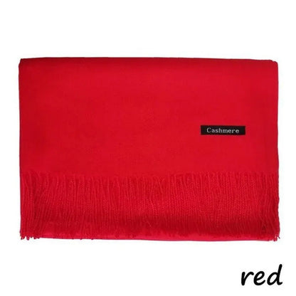 Women Cashmere Wool Scarf Wraps Warm Blanket Scarves Women Solid Color Cashmere Scarves with Tassel