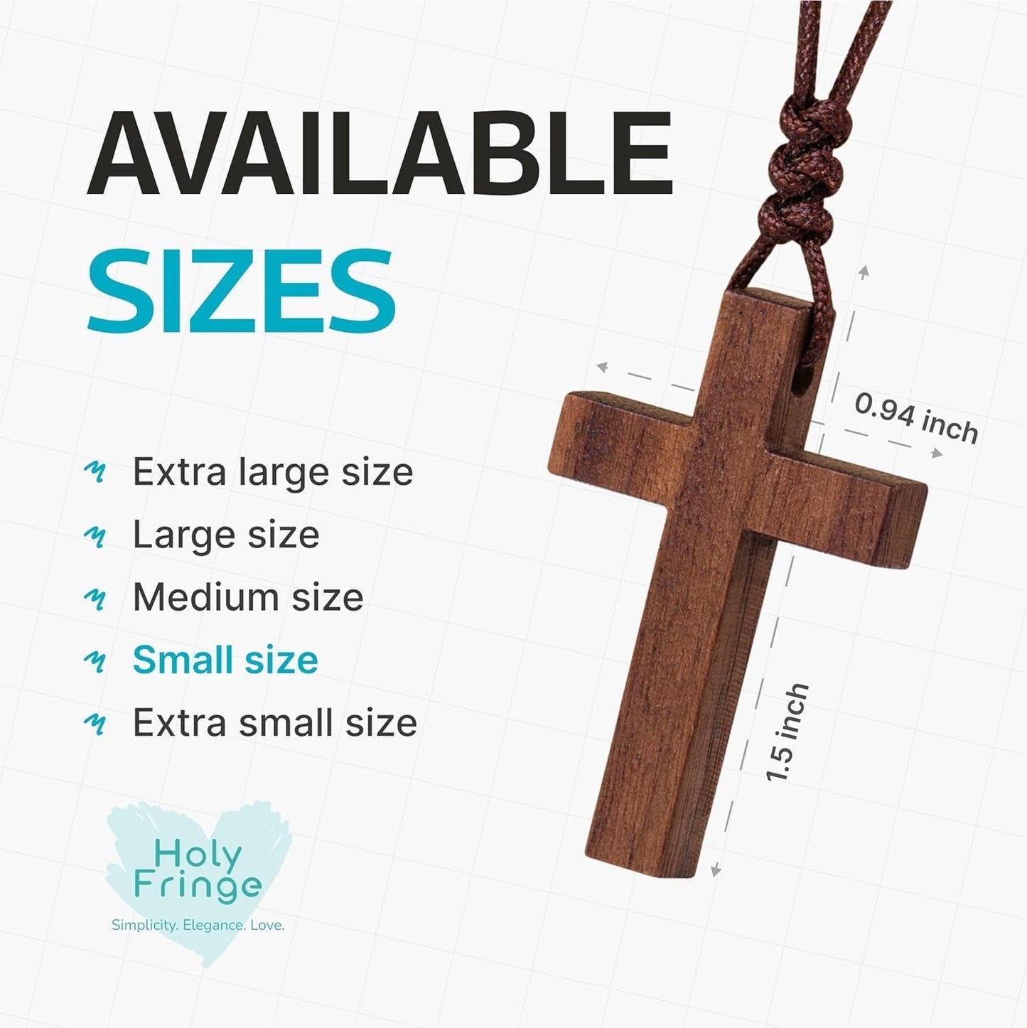 Natural Walnut Wood Cross Necklace for Men & Women - Small Wood Cross Pendant Necklace for Car Mirror - Wooden Religious Pendant Jewelry