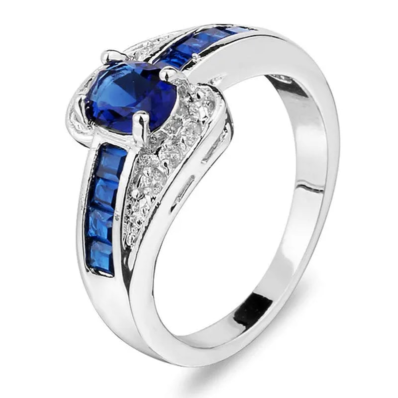 Blue Sapphire Women Men Engagement Rings Jewelry Size 7.8.9 10