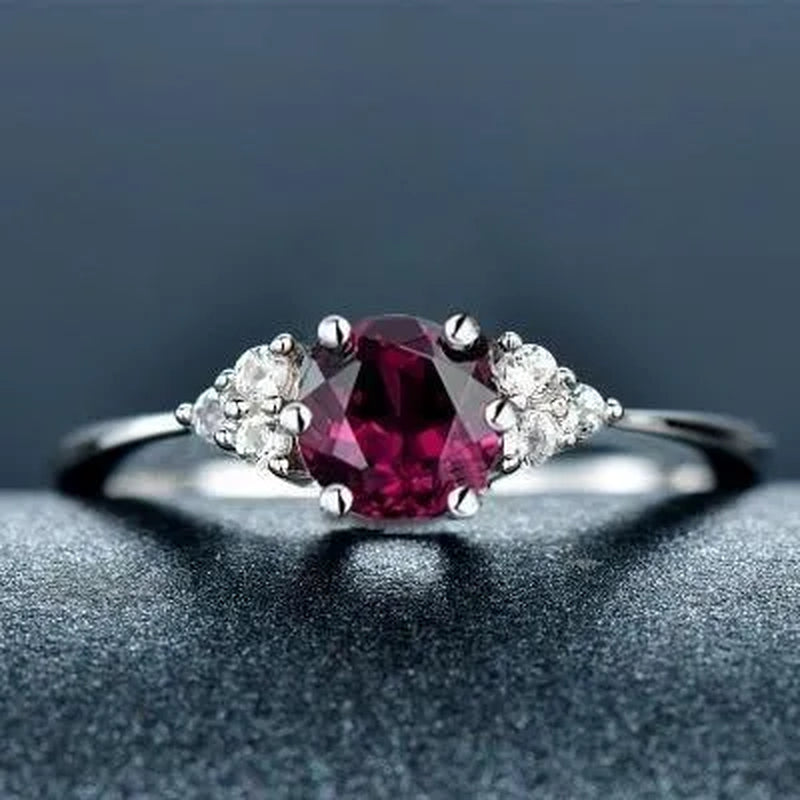 Red Ruby Jewelry Palace Natural Garnet Halo Engagement Ring Sterling Sliver Jewelry for Women - WORLD TIME VISITS