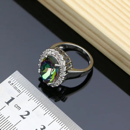 Mystic Rainbow Fire Topaz Jewelry Sets Women 925 Sterling Silver Jewelry Earrings/Pendant/Necklace/Rings/Bracelet - WORLD TIME VISITS