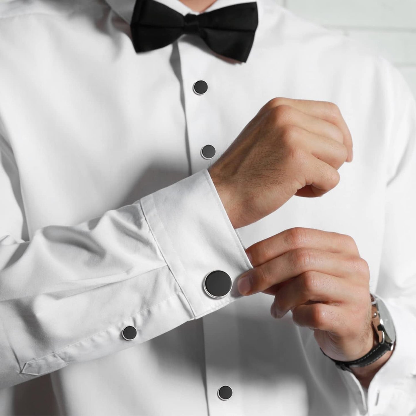 Cufflinks for Men, 316L Stainless Steel Tuxedo Shirt Cuff Links Shirt Accessories Unique Business Groom Wedding Black Silver Gold Jewelry Gift for Son, Father, Husband, Boyfriend