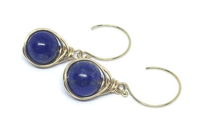 YAMI HUNT JEWELRY,  Earrings, Lapis Dangle Earrings, 8MM, 14K Gold Filled, Lapis Lazuli Earring, Blue Earrings, Lapis Lazuli Stone - WORLD TIME VISITS