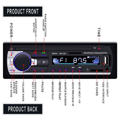 Newest 1 Din In-Dash Car Stereo Radio 12V Bluetooth Handsfree MP3 Audio Player Support USB/SD MMC Port 12V Car Stereo FM Radio MP3 Audio Player 1 Din Autoradio