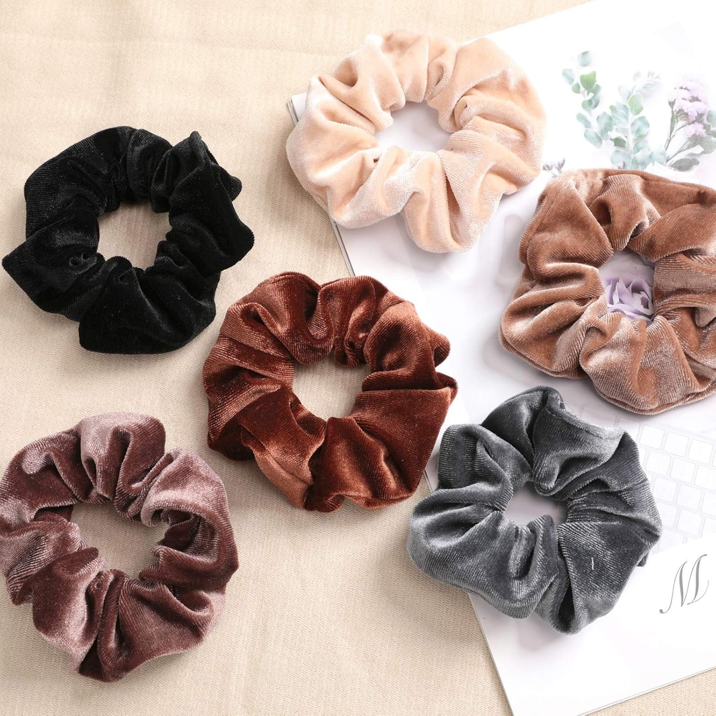 Scrunchies for Women, 12 Pcs Velvet Scrunchies for Hair, Dark Colors Classic Elastic Thick Scrunchy Hair Bands Ties, Soft Ropes Ponytail Holder Hair Accessories