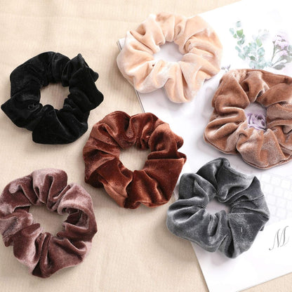 Scrunchies for Women, 12 Pcs Velvet Scrunchies for Hair, Dark Colors Classic Elastic Thick Scrunchy Hair Bands Ties, Soft Ropes Ponytail Holder Hair Accessories