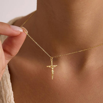 Cross Necklace for Women, Dainty 14K Gold Plated Cross Pendant Simple Long Necklaces for Women, Christian Faith Necklace Trendy Gold Jewelry Gifts for Easter