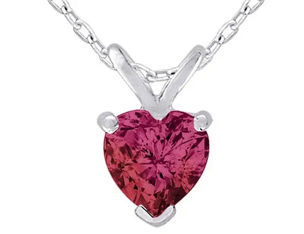 1.50 Carat (Ctw) Lab-Created Ruby Heart Earrings & Pendant Necklace Set in Sterling Silver