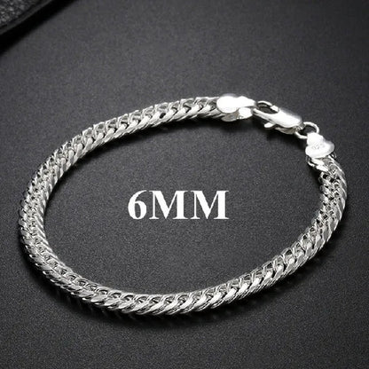 High Quality Exquisite Men Solid Heavy 925 Sterling Silver Smooth Necklace Bracelet Curb Chain Jewelry Set Gifts