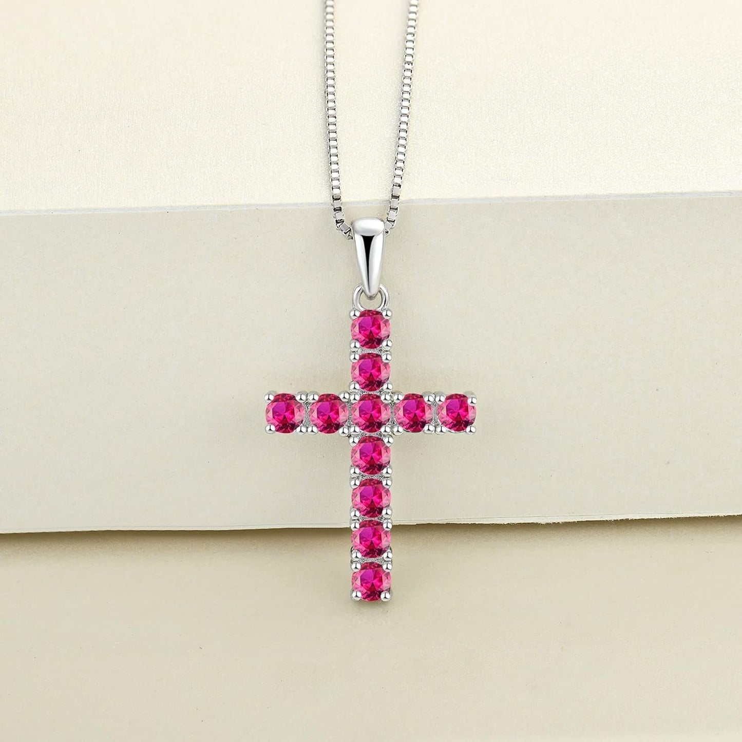 Women'S Cross Necklace 925 Sterling Silver Halo Crucifix Pendant Gemstones Criss Jewelry