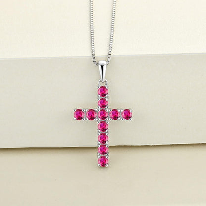 Women'S Cross Necklace 925 Sterling Silver Halo Crucifix Pendant Gemstones Criss Jewelry