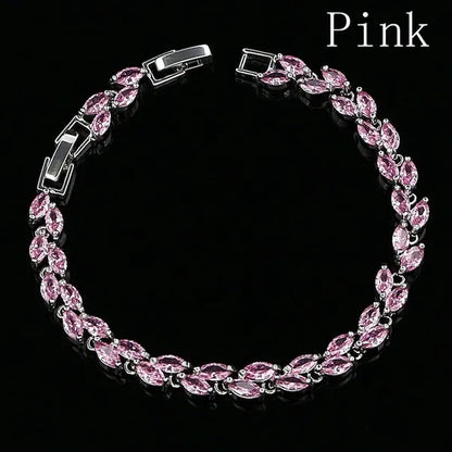 Trendy 2019 Cubic Zirconia Jewelry 925 Silver Leaf Charm CZ Crystal Female Bracelets Bangles for Women