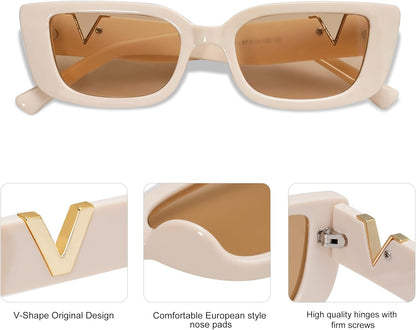 Rectangle Sunglasses for Women 90S Retro Trendy Y2K Classical Vintage Square Shades AR82037