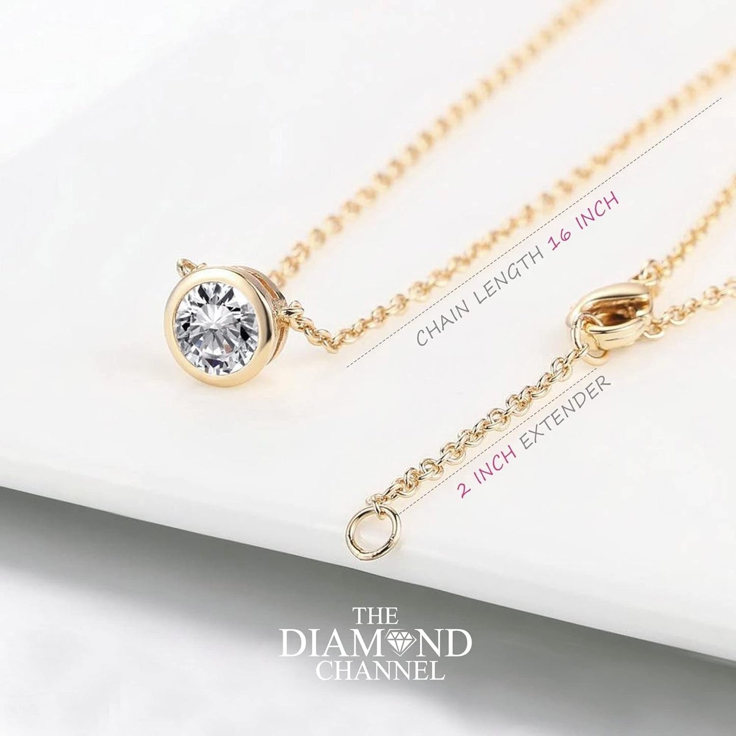 Certified NATURAL Diamond 14 Karat Solid Gold Bezel Set Diamond Necklace, Diamond Necklace for Women, 14 Karat Solid Gold Diamond Necklace
